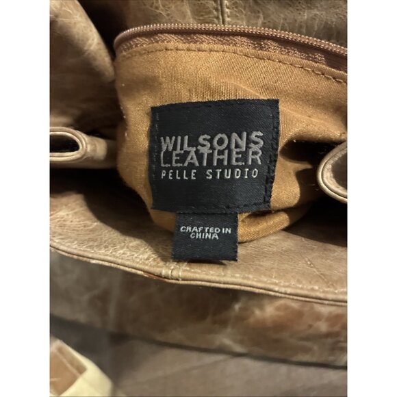 wilsons leather pelle studio Shoulder bag beige buckle Distressed Camel Brown - Picture 3 of 4